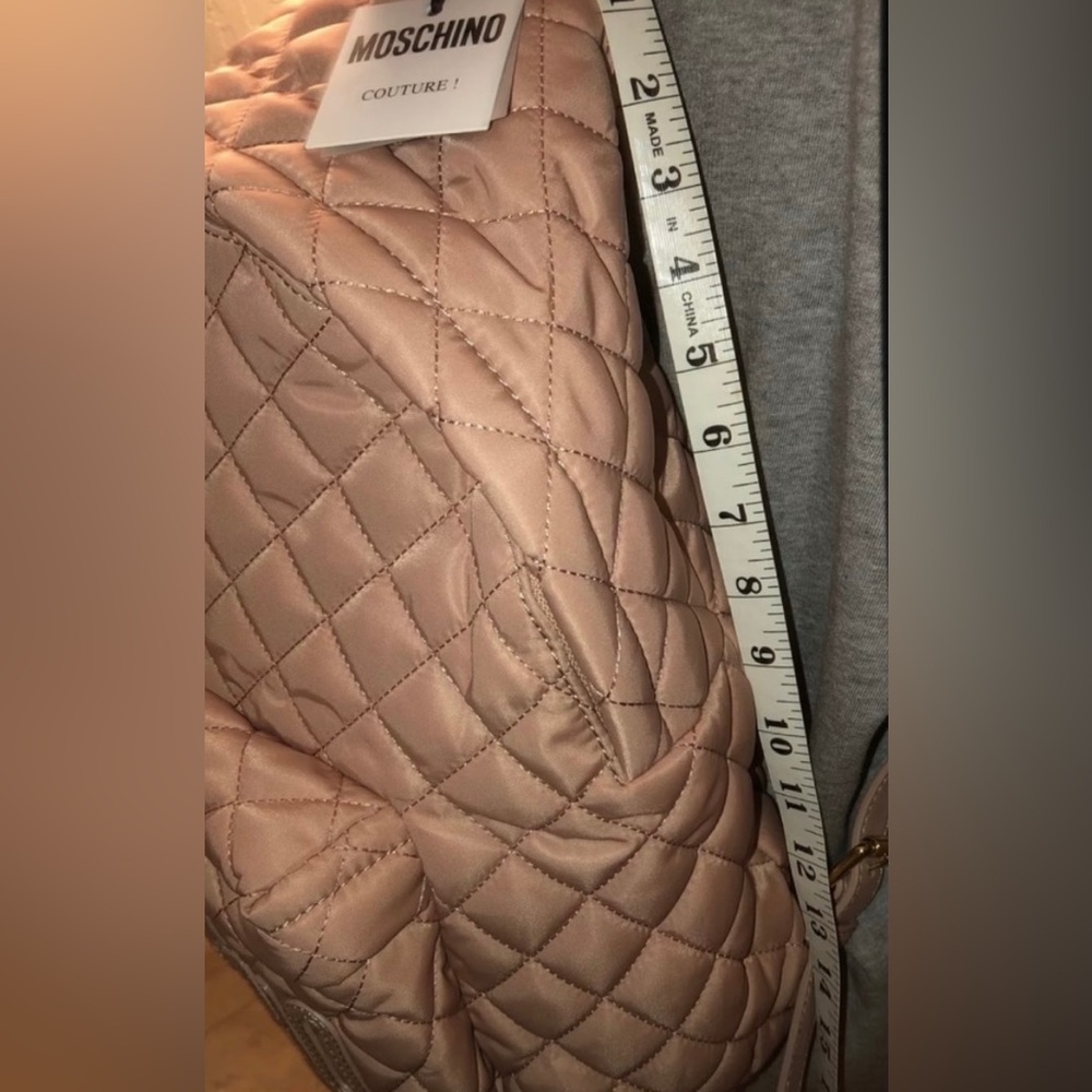 🎉HP🎉New Moschino Large Nylon Quilted Logo Light Blush Pink Backpack✨LimitedEd - Picture 11 of 15